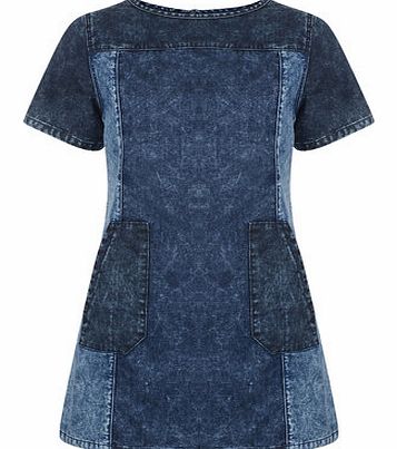 Dorothy Perkins Womens Bellfield Colour block denim dress- Blue