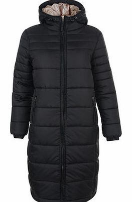 Womens Bellfield Long line puffa jacket- Black