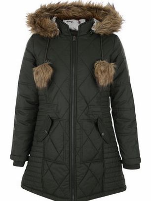Dorothy Perkins Womens Bellfield Padded parka with pom poms-