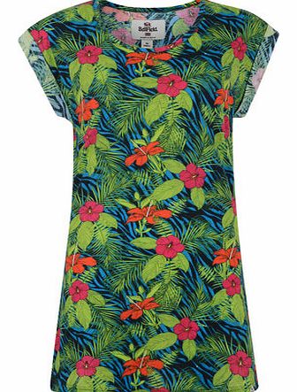 Dorothy Perkins Womens Bellfield Print Long Line Top- Green