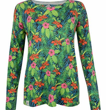 Dorothy Perkins Womens Bellfield Tropical Print Jumper- Green