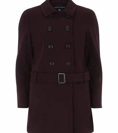 Dorothy Perkins Womens Berry Multistitch Coat- Burgundy DP98517498