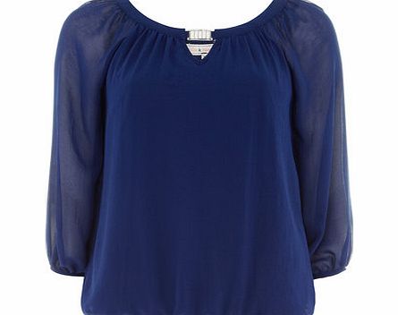 Dorothy Perkins Womens Billie and Blossom Blue Trim Blouse- Blue