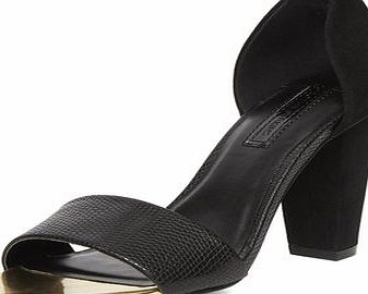Dorothy Perkins Womens Black 2-part block heel court- Black