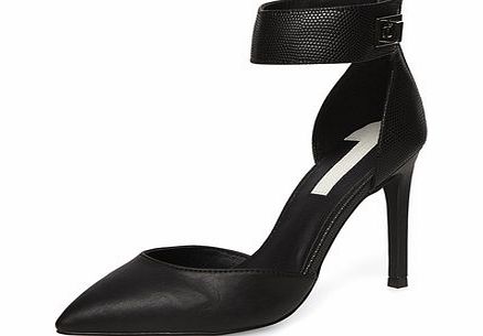 Womens Black 2-part pointed court shoes- Black