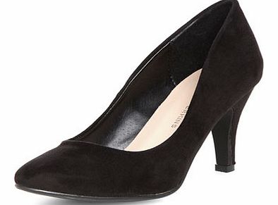 Womens Black almond toe mid court Shoes- Black