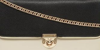 Dorothy Perkins Womens Black and bone edge clutch bag- Black