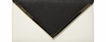 Dorothy Perkins Womens Black and bone V bar clutch bag- Black