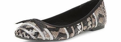 Dorothy Perkins Womens Black and gold sequin round toe ballerina