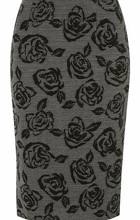 Dorothy Perkins Womens Black and Grey Textured Pencil Skirt-