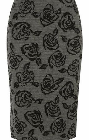 Dorothy Perkins Womens Black and Grey Textured Pencil Skirt-