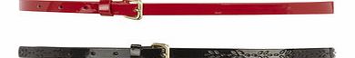 Dorothy Perkins Womens Black and Red 2 Pack of Skinny Belts- Red