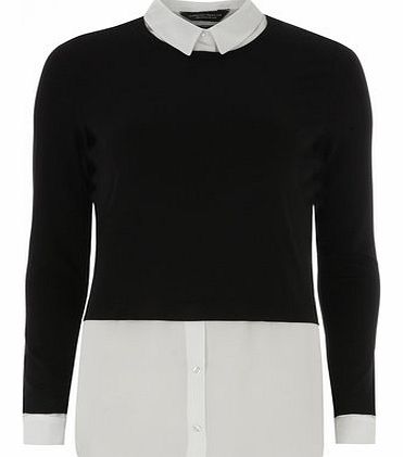 Dorothy Perkins Womens Black and white 2 In 1 Shirt- Black