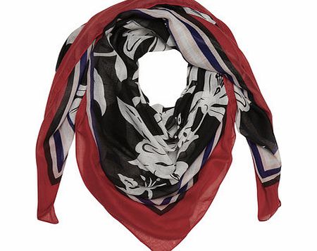 Dorothy Perkins Womens Black and White Bold Border Floral Scarf-