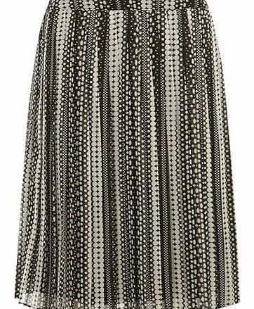 Dorothy Perkins Womens Black and White Pleated Midi Skirt- Black