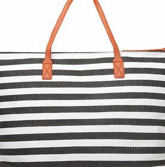 Dorothy Perkins Womens Black and white raffia tote bag- Black