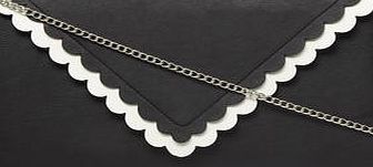 Dorothy Perkins Womens Black and white scallop clutch bag- Black
