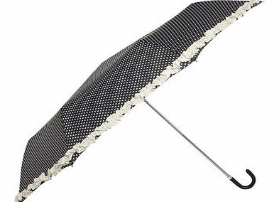 Dorothy Perkins Womens Black and White Spotted Frill Umbrella-
