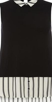Dorothy Perkins Womens Black and White Stripe 2 in 1 Top- Black