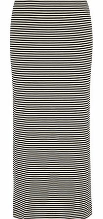 Dorothy Perkins Womens Black and White Stripe Maxi Skirt- Black