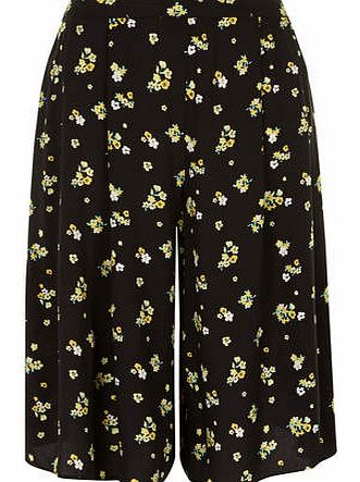 Dorothy Perkins Womens Black and Yellow Ditsy Culottes- Black