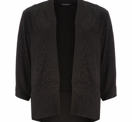Dorothy Perkins Womens Black Animal Jacquard Kimono- Black