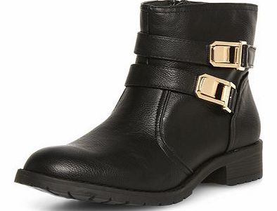 Womens Black ankle biker boots- Black DP22243201