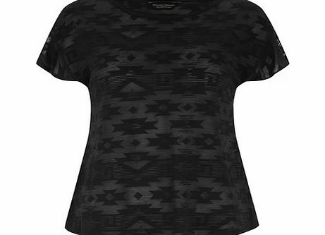 Dorothy Perkins Womens Black aztec burnout tee- Black DP56390910