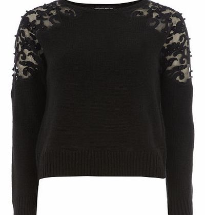 Dorothy Perkins Womens Black beaded shoulder knitted jumper-