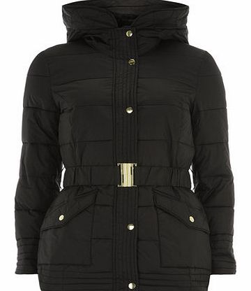 Dorothy Perkins Womens Black Belted Padded Jacket- Black