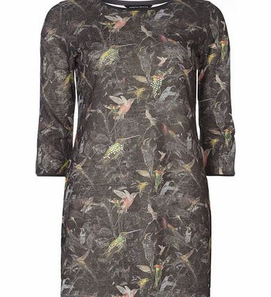Dorothy Perkins Womens Black Bird Bling Front Tunic- Black