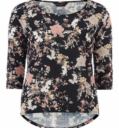 Dorothy Perkins Womens Black bird dip hem detail top- Black