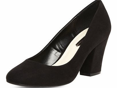 Womens Black block heel high court shoes- Black