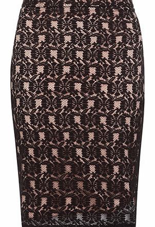 Womens Black/blush lace layer skirt- Pink