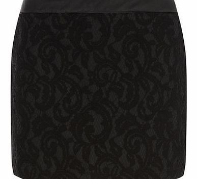 Dorothy Perkins Womens Black Bonded Lace Mini Skirt- Black