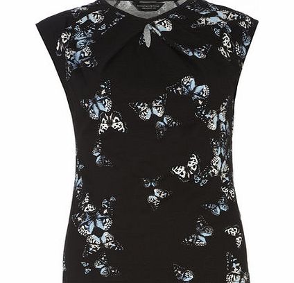 Dorothy Perkins Womens Black Butterfly Keyhole Top- Black