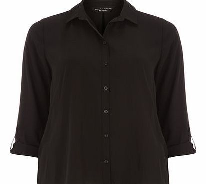 Dorothy Perkins Womens Black Button Rollsleeve Shirt- Black