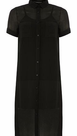 Dorothy Perkins Womens Black Button Up Shirt Midi- Black