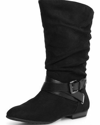 Womens Black calf strap boots- Black DP19875501