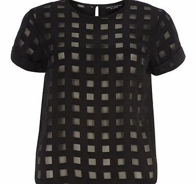 Dorothy Perkins Womens Black Check Burnout Tee- Black DP05471323