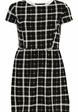 Dorothy Perkins Womens Black checked waffle dress- Black