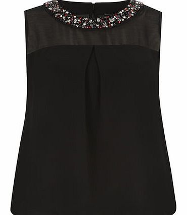 Dorothy Perkins Womens Black Chiffon Embellished Bubble Top-