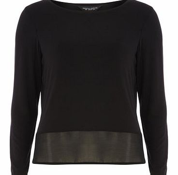 Dorothy Perkins Womens Black Chiffon Hem Jersey Top- Black