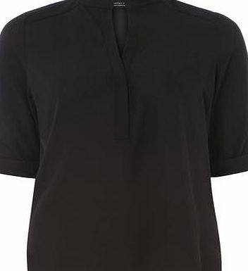 Dorothy Perkins Womens Black Collarless Roll sleeve- Black