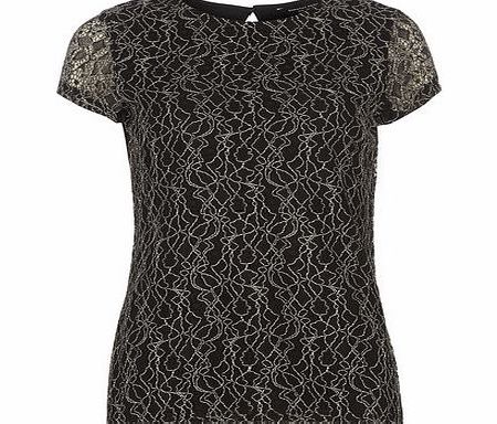 Dorothy Perkins Womens Black Contrast Lace Tee- Black DP56408610