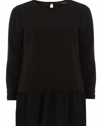 Dorothy Perkins Womens Black Crepe Peplum Hem Tunic- Black