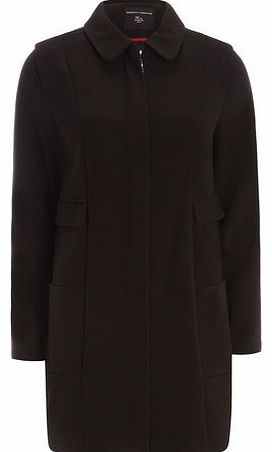 Womens Black Crepe Princess Coat- Black DP98518510