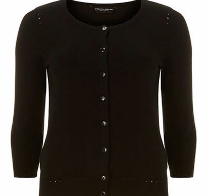 Womens Black Crew Neck Cardigan- Black DP55135901