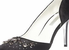 Dorothy Perkins Womens Black embellished court shoes- Black