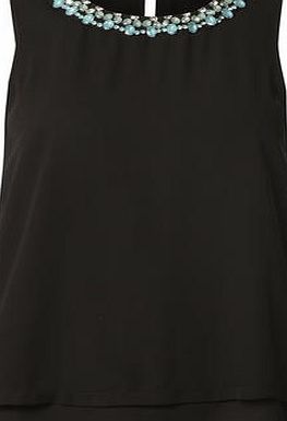 Dorothy Perkins Womens Black Embellished Shell Top- Black